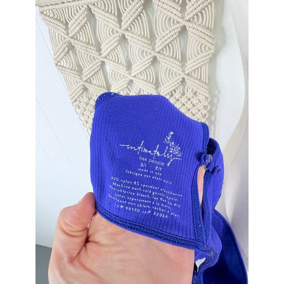 Intimately Free People Chalice Ribbed Keyhole Bra Womens XS Small Blue Bralette - Picture 6 of 7